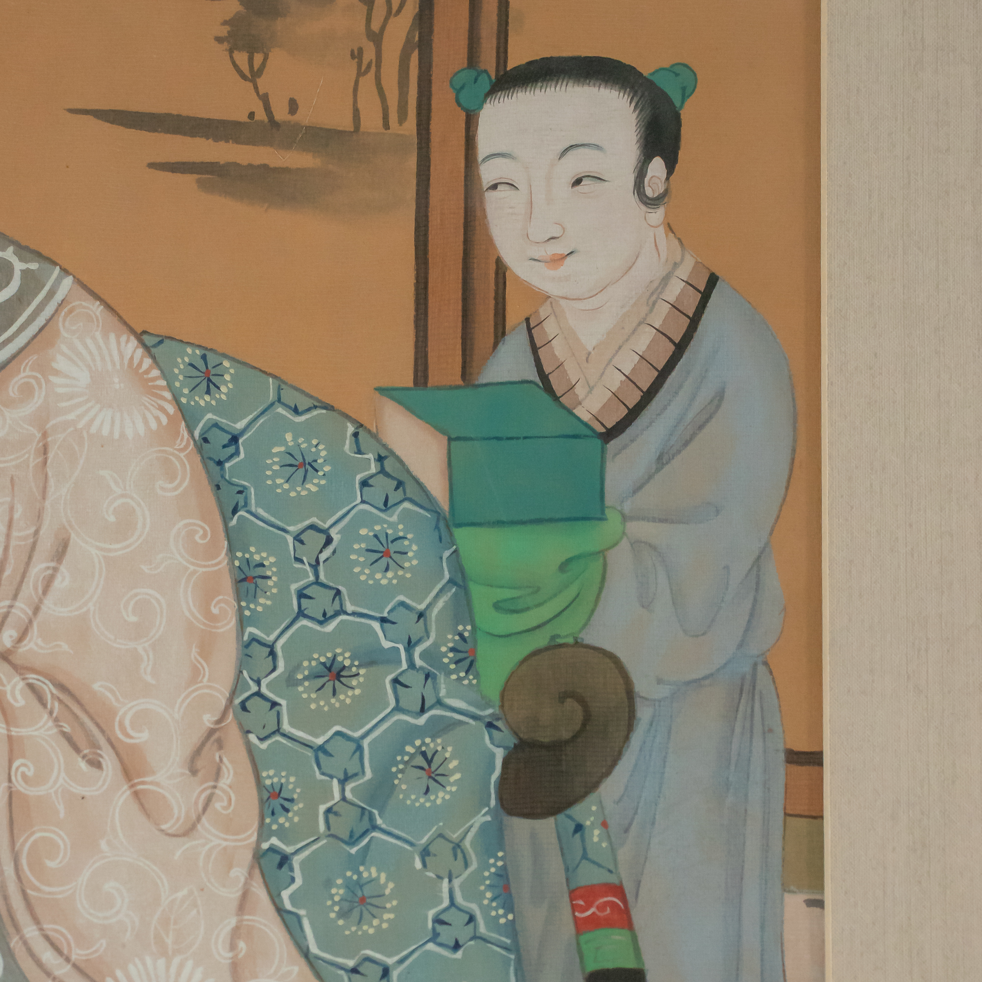 Pair of Large Midcentury Qing Style Chinese Ancestral Portraits Newly Framed and Matted - Image 11