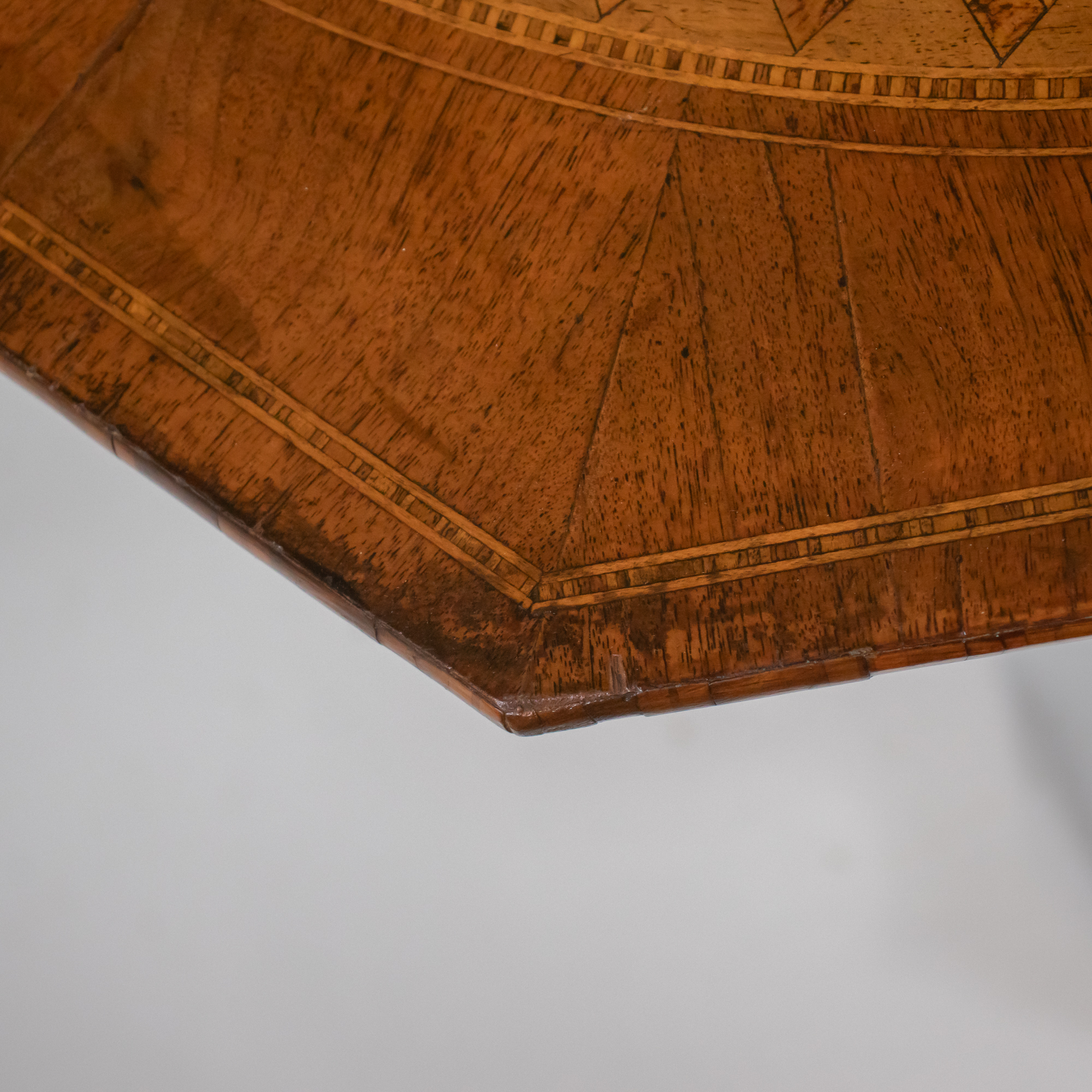 Late 19th Century Italian Renaissance Revival Octagonal Burl Walnut Marquetry Table with St. George - Image 11