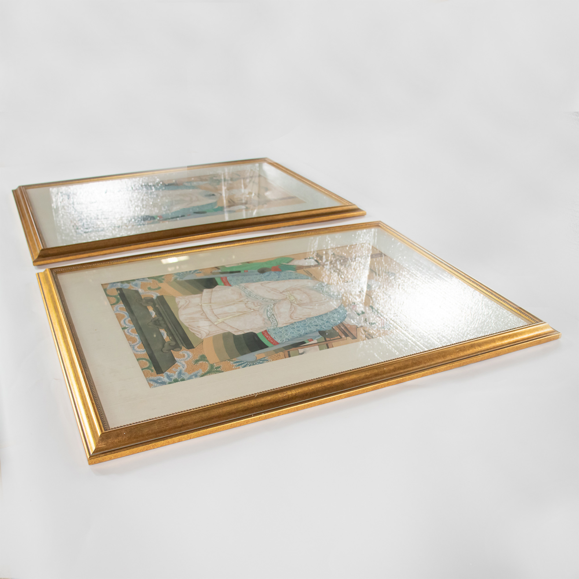 Pair of Large Midcentury Qing Style Chinese Ancestral Portraits Newly Framed and Matted - Image 14