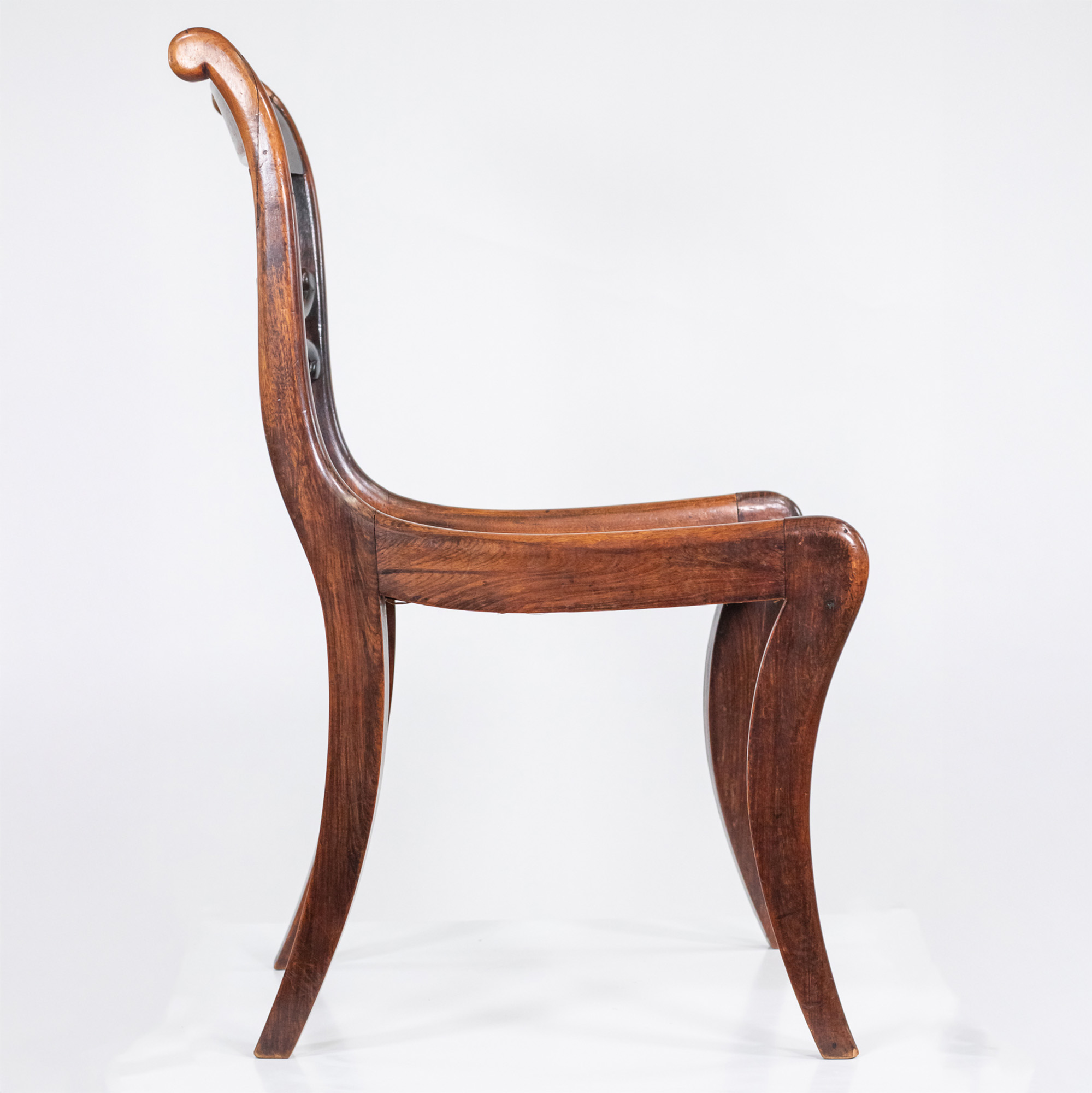 Set of Six Early 19th Century English Regency Period Faux Rosewood Chairs with Brass-Inlaid Tablet Cresting Rails, Circa 1810-20 - Image 16