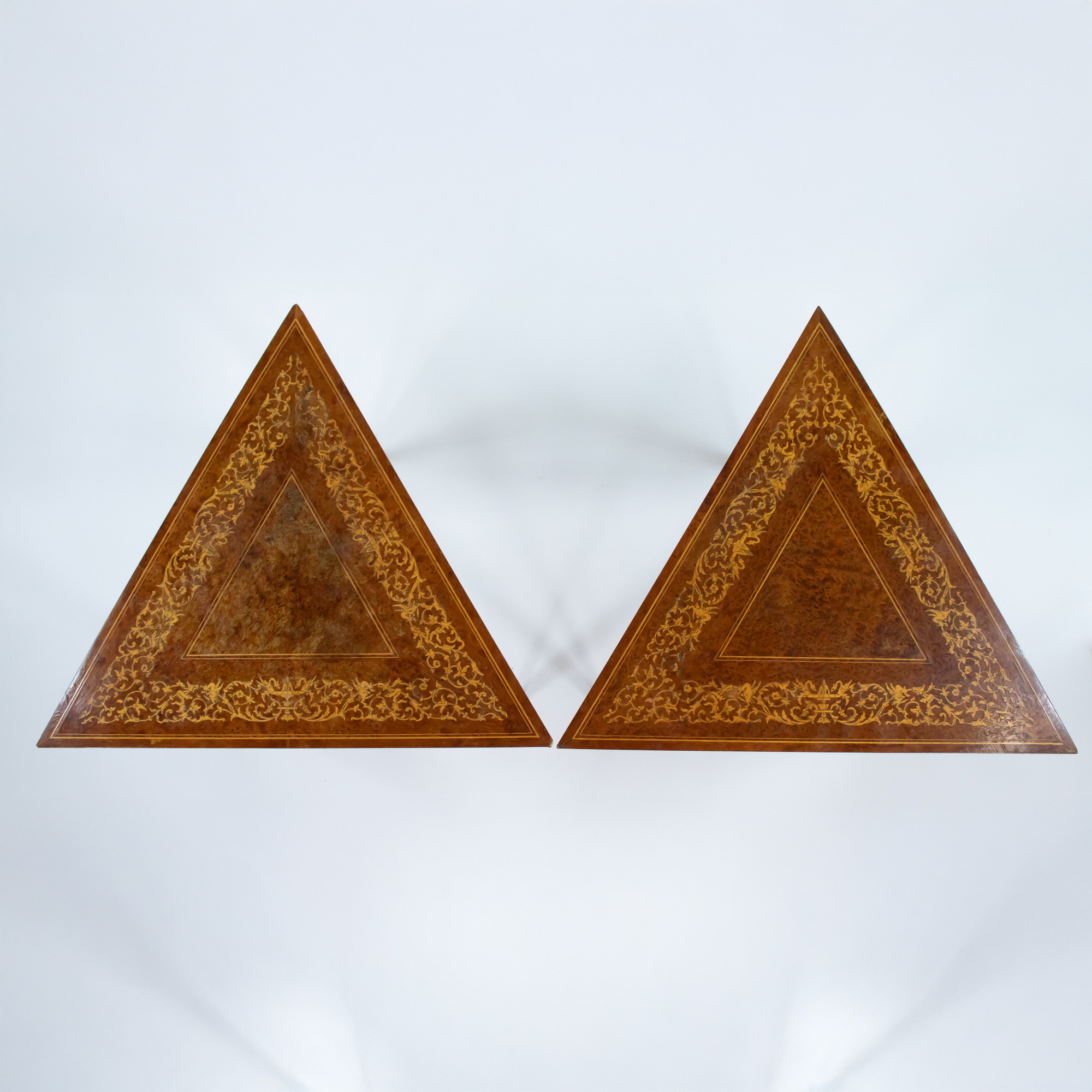 Pair of Vintage Italian Sorrento Style Marquetry Triangular Side Tables, c. 1970 - Image 5