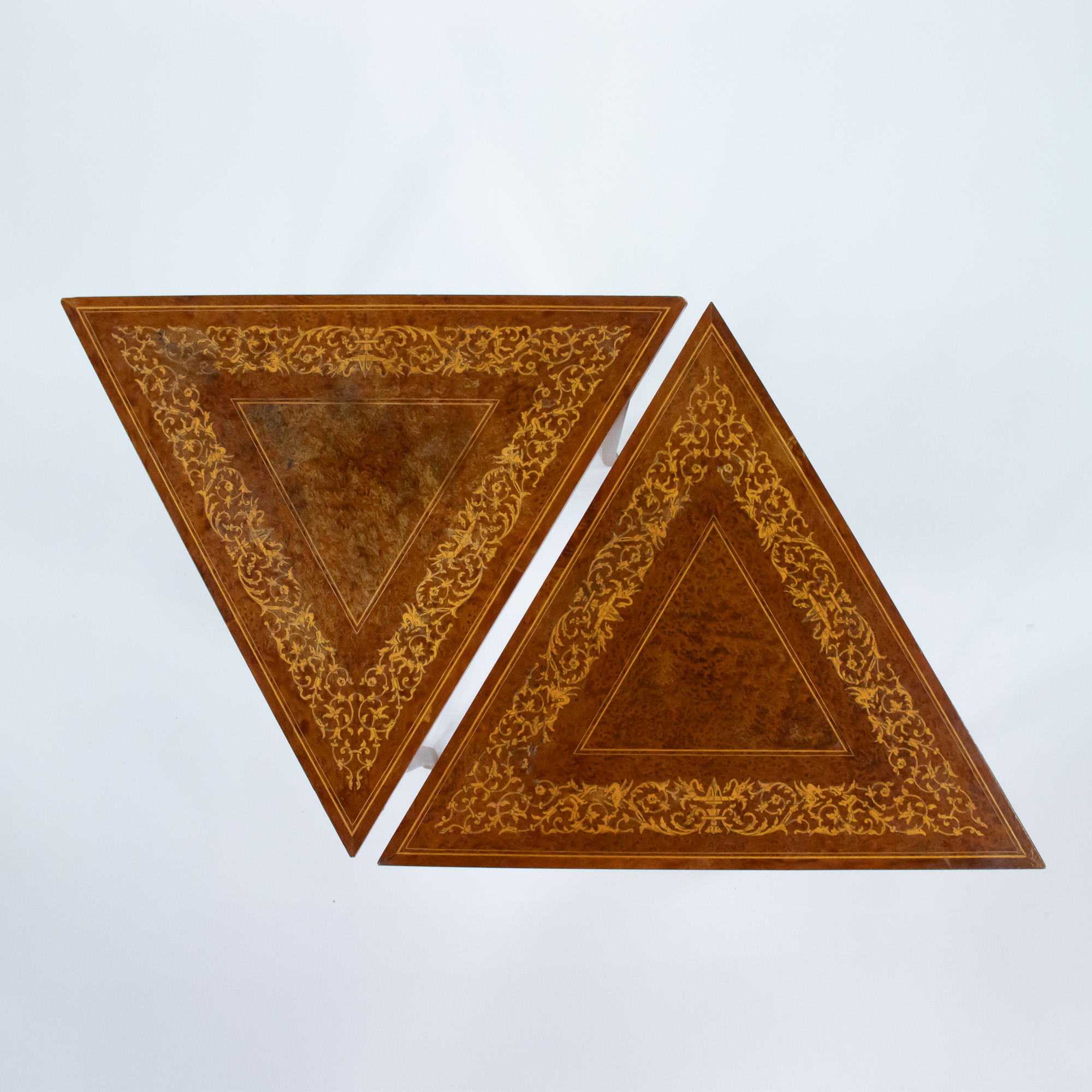Pair of Vintage Italian Sorrento Style Marquetry Triangular Side Tables, c. 1970 - Image 6