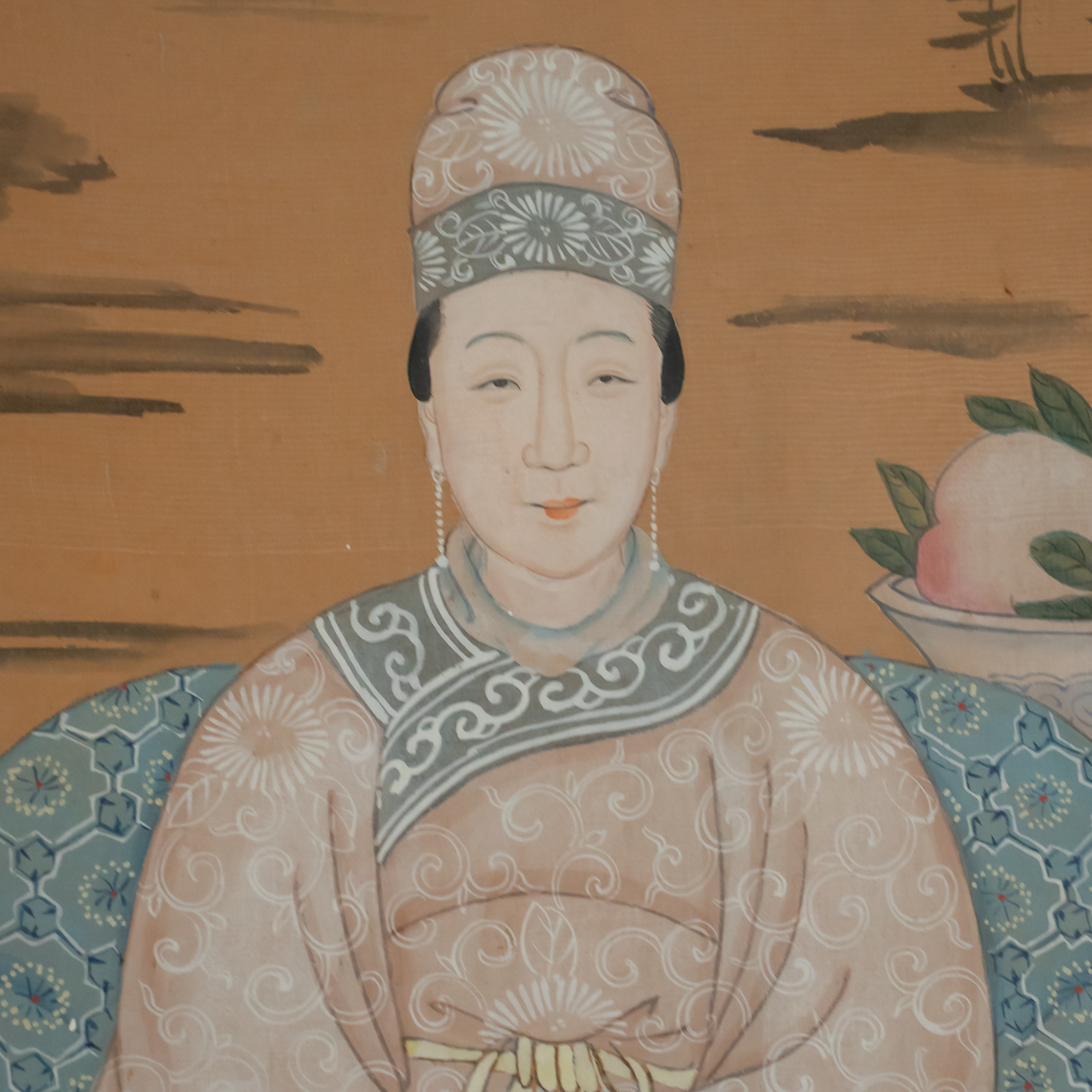 Pair of Large Midcentury Qing Style Chinese Ancestral Portraits Newly Framed and Matted - Image 8
