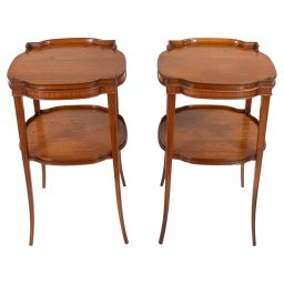 Pair of Mid-Century Italian Satinwood Veneered End Tables