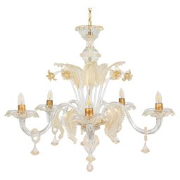 Vintage Ca’ Rezzonico Style Gold‑Infused Murano Chandelier, in the Manner of Giuseppe Briati
