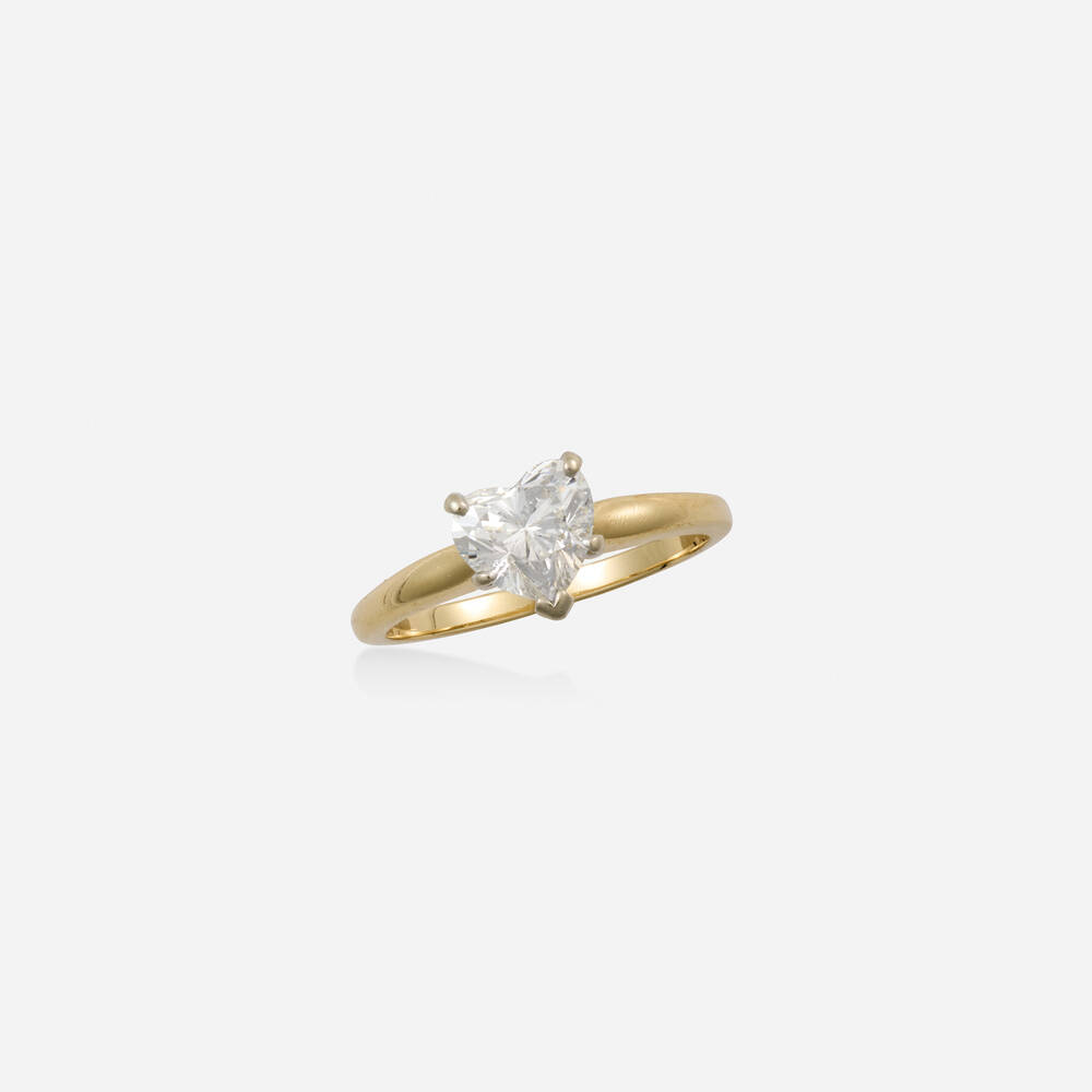 Vintage Heart-Shaped 1.3 carat Diamond Solitaire Ring in 14K Yellow and White Gold