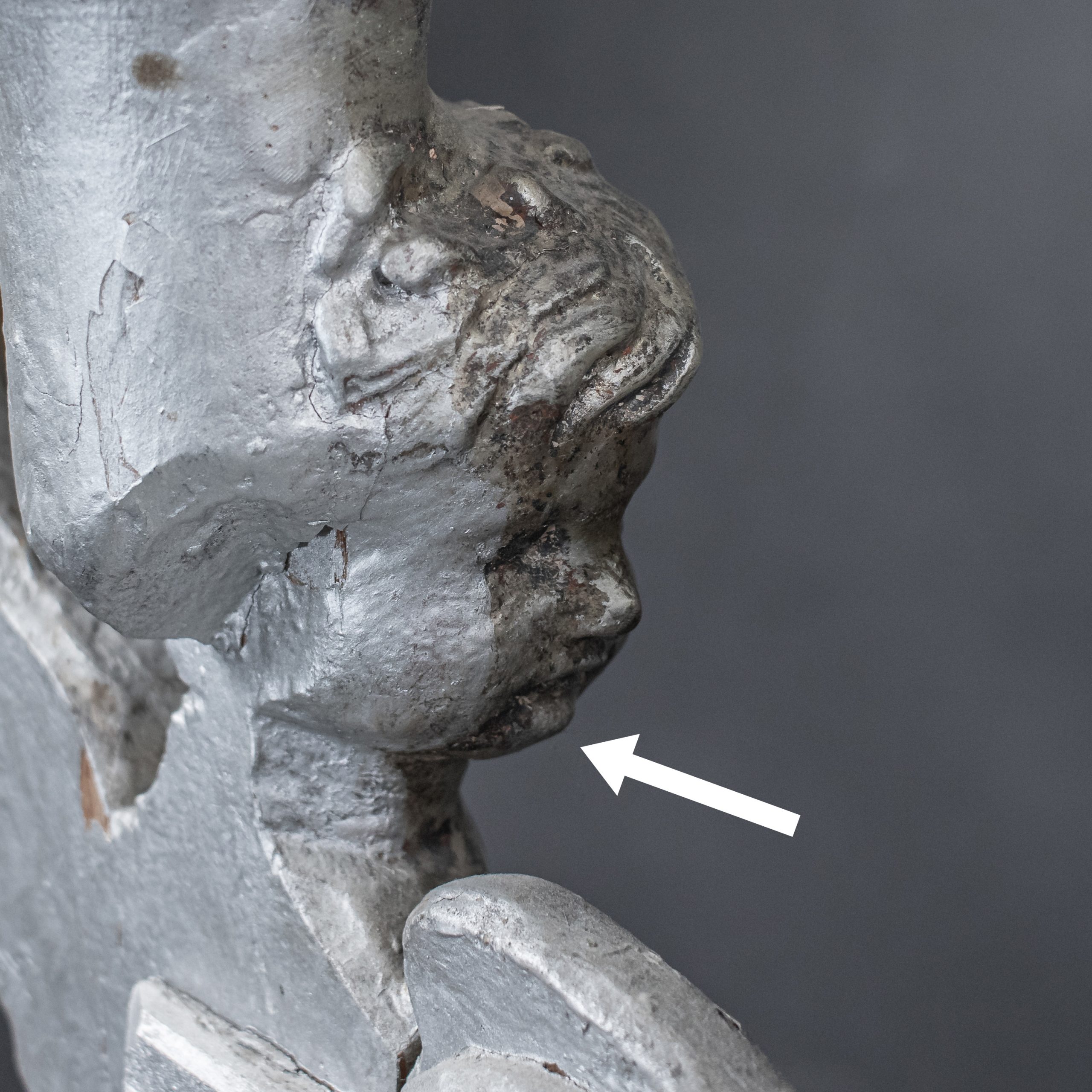 Large 19th Century Italian Rococo Revival Silver‑Leaf Carved Wood Altar Candelabra - Image 8