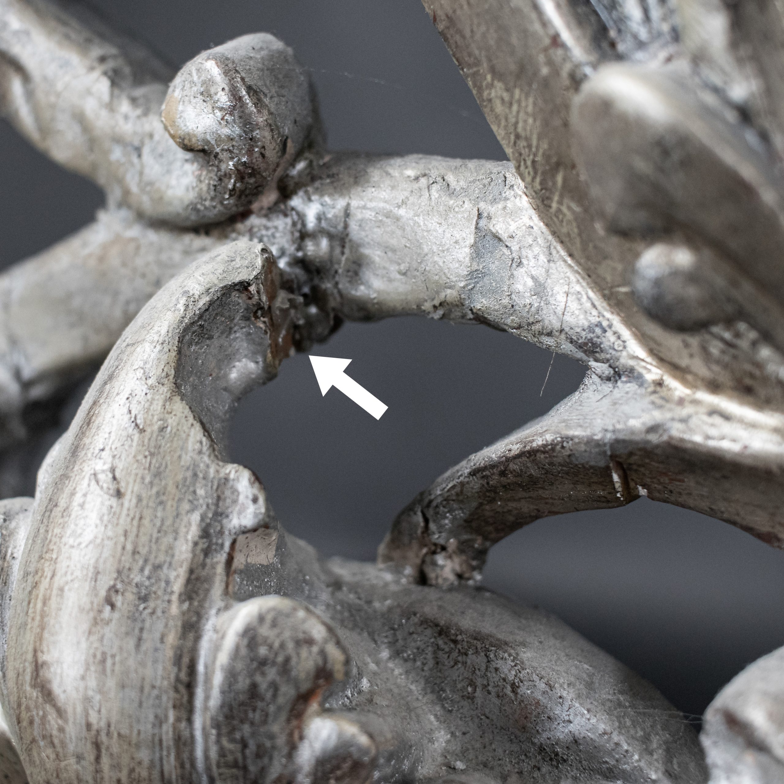 Large 19th Century Italian Rococo Revival Silver‑Leaf Carved Wood Altar Candelabra - Image 9