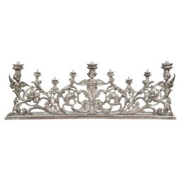 Large 19th Century Italian Rococo Revival Silver‑Leaf Carved Wood Altar Candelabra