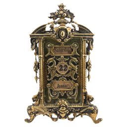 19th Century English Baroque Revival Brass Perpetual Desk Calendar