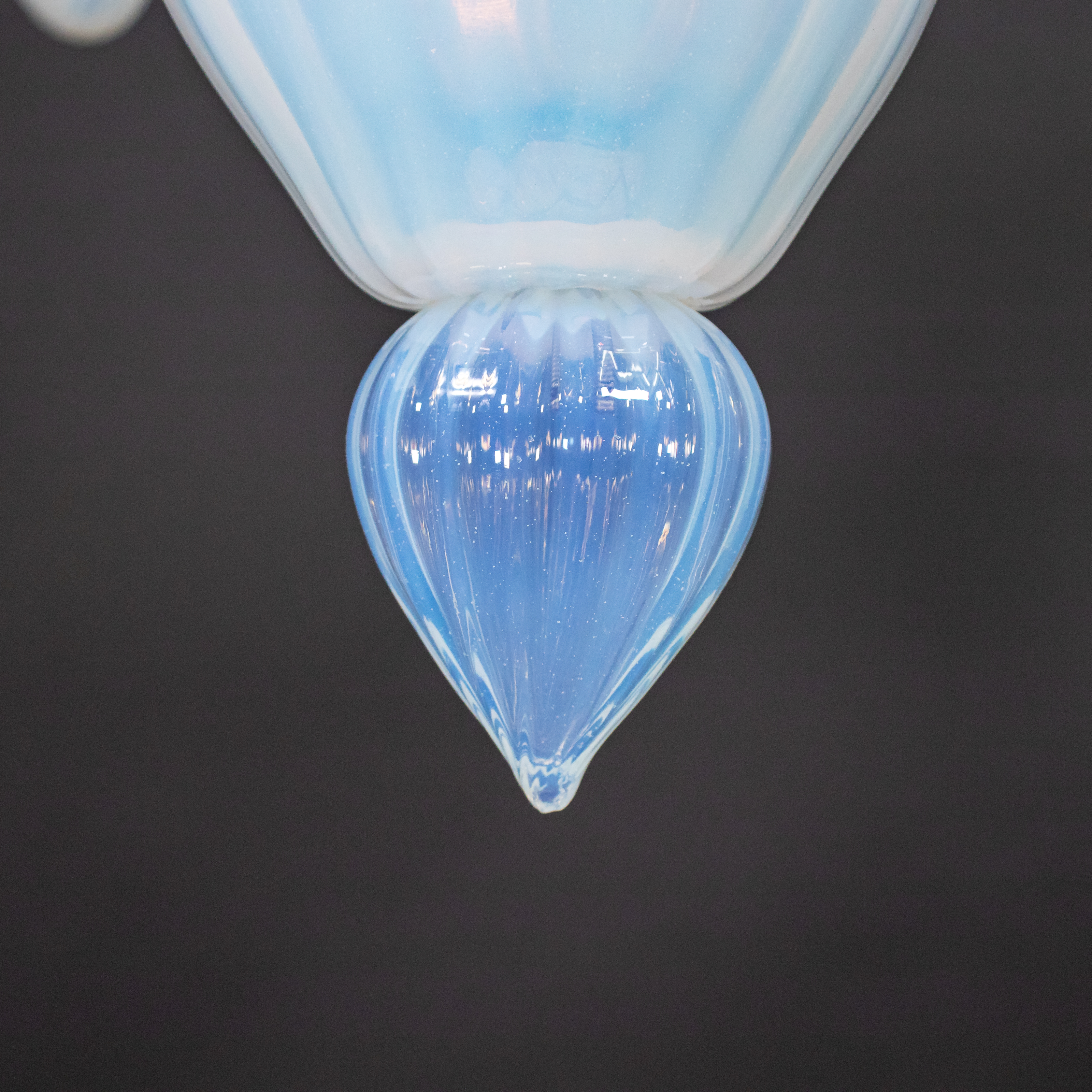 Large Vintage Eight Arm Opaline Murano Glass Chandelier in the Manner of Barovier & Toso - Image 14