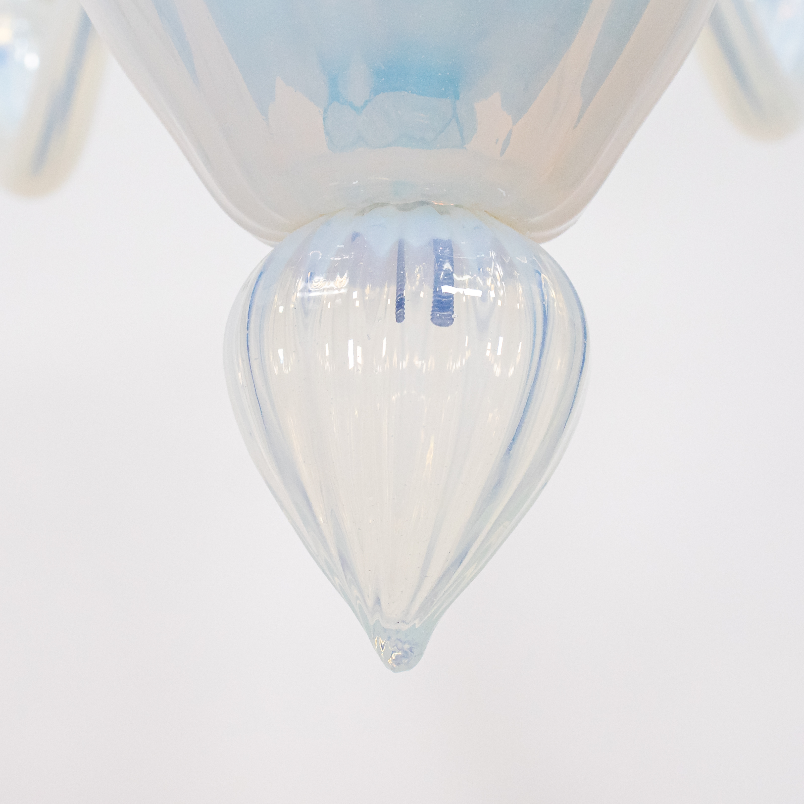 Large Vintage Eight Arm Opaline Murano Glass Chandelier in the Manner of Barovier & Toso - Image 15